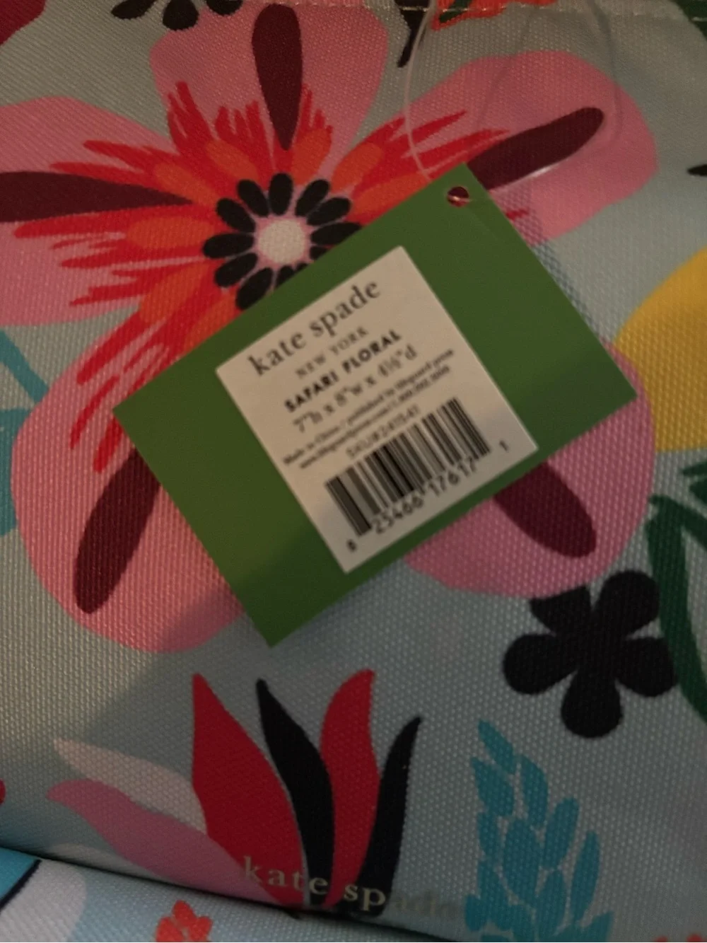 Kate Spade Safari Floral Cosmetic Pouch and lunch tote- Light Blue Floral